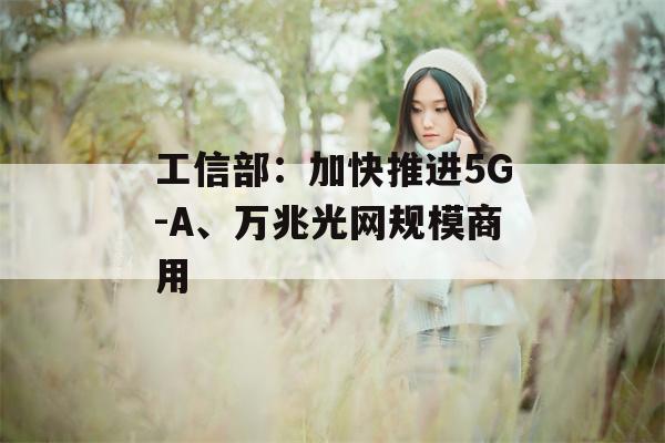 工信部：加快推进5G-A、万兆光网规模商用