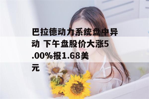 巴拉德动力系统盘中异动 下午盘股价大涨5.00%报1.68美元