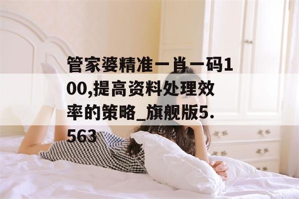 管家婆精准一肖一码100,提高资料处理效率的策略_旗舰版5.563