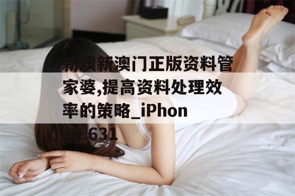 新澳新澳门正版资料管家婆,提高资料处理效率的策略_iPhone8.631