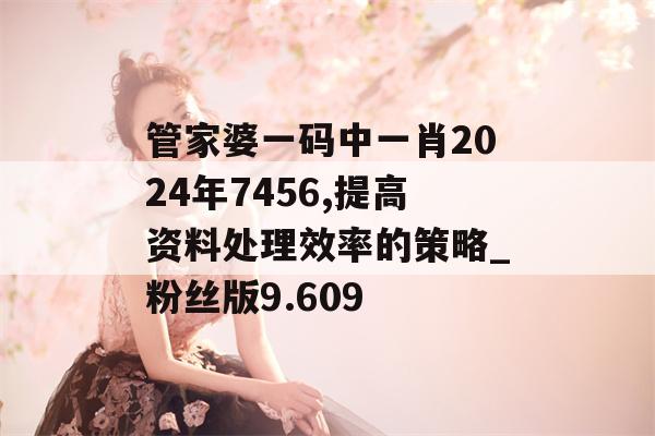 管家婆一码中一肖2024年7456,提高资料处理效率的策略_粉丝版9.609