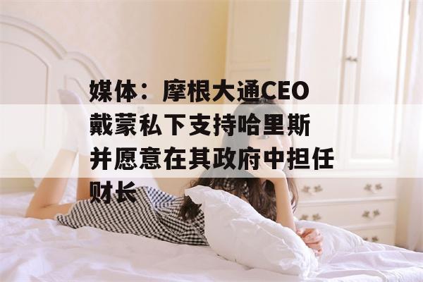 媒体：摩根大通CEO戴蒙私下支持哈里斯 并愿意在其政府中担任财长